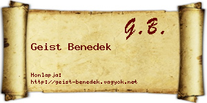 Geist Benedek névjegykártya